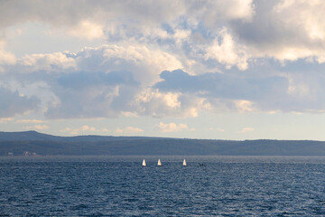 Sailing boat and beautiful Adriatic sea landscape in Croatia.
