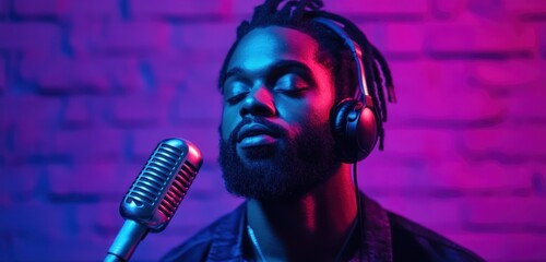 Neon Dreams: A Singer's Soulful Performance Under Vivid Lights