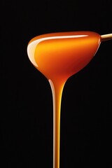 Golden syrup drips gracefully, showcasing rich color and smooth