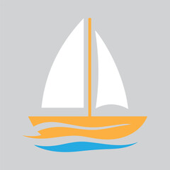 Illustration of silhouette of a isolated Sailboat