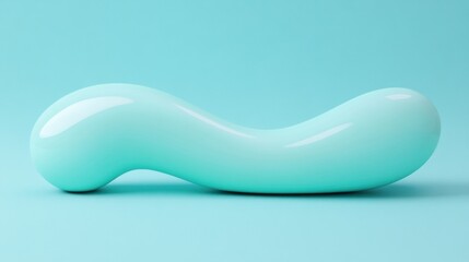 Abstract teal curved shape on light blue background.