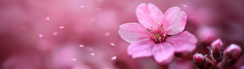 Dreamy Cherry Blossom Orchard in Full Spring Bloom with Falling Petals and Soft Pink Serenity