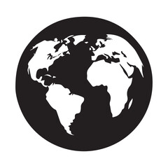 Illustration of silhouette of a isolated World Globe