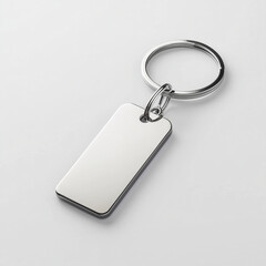 Fototapeta premium Blank White Keychain Tag on a White Background
