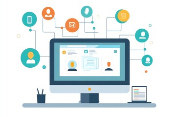 Professional Admin Concept for Business: Office Administration and Web Communication Background