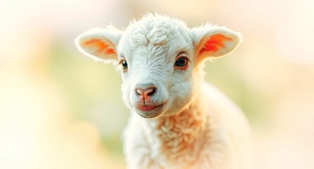 Obraz premium cute lamb with green background