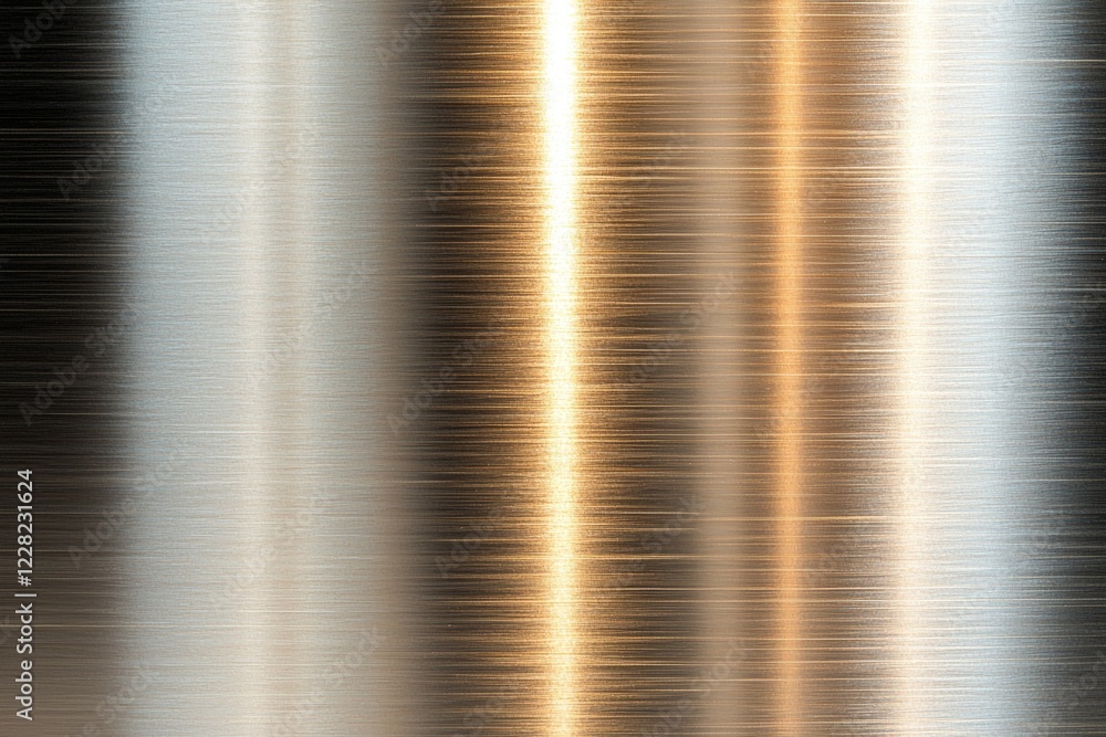 Poster shiny, metallic surface with a pattern of lines and grooves