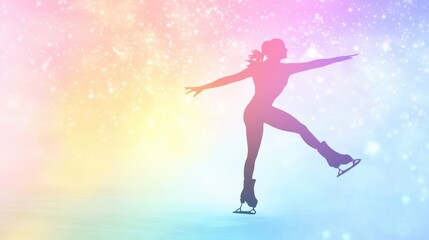 Beautiful female skating on ice surface.