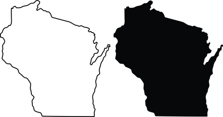 Wisconsin U.S. state outine and silhouette icon design