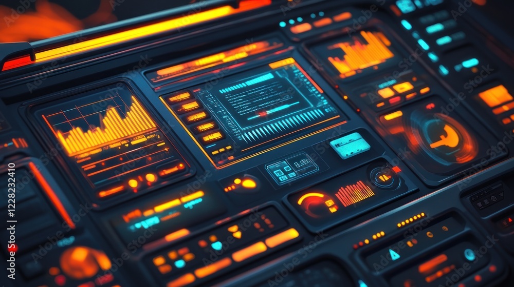Poster futuristic technology control panel interface design