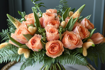 A stunning bouquet of spring flowers, including tulips, in vibrant colors