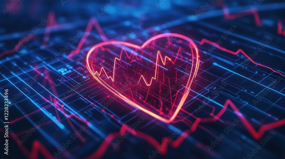 Aufkleber digital heartbeat displays vital signs data graphically
