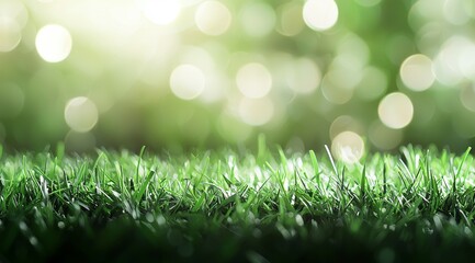 Obraz premium Field of green grass with a bright sun shining on it