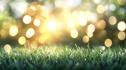 Obraz premium Field of grass with a bright sun shining on it