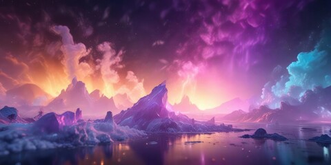 Fototapeta premium Iridescent misty background with glowing accents, subtle, shimmering