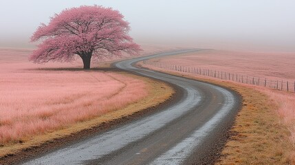 Dreamy Cherry Blossom Orchard in Full Spring Bloom with Falling Petals and Soft Pink Serenity