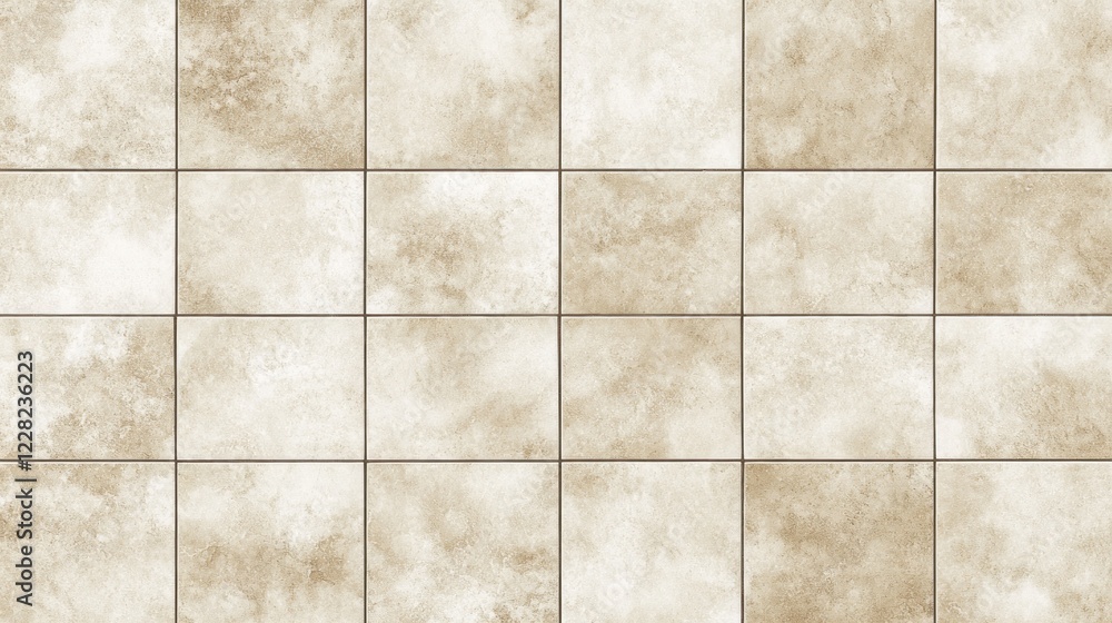 Poster Beige square tiles create a textured wall surface