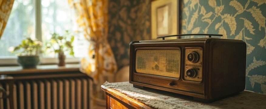 Vintage Radio in a Sunlit Room