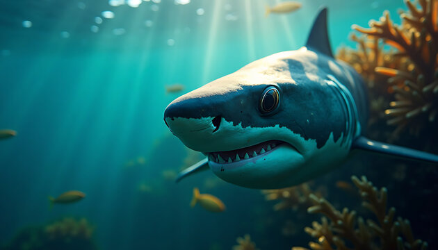 Close-Up of Shark in Ocean for Marine Conservation and Blogs
