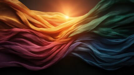 Pride flag waving in the wind, bright colors, LGBTQ community support and inclusivity