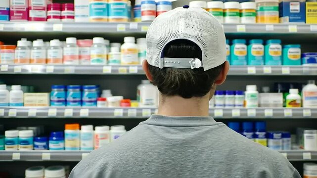 Person Asking for Medication Advice at Pharmacy