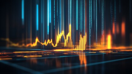 Data Analysis with Dynamic Neon Graphs and Futuristic Digital Interface : Generative AI