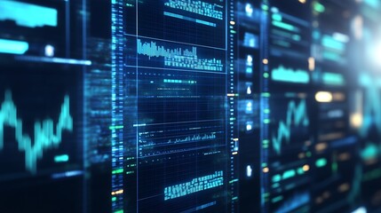 Obraz premium Digital data visualization in financial stock market analysis background : Generative AI