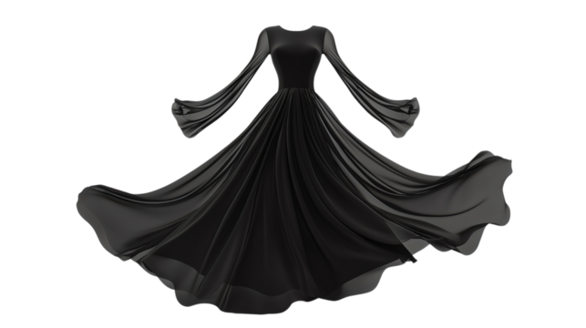 Elegant Black Dress Flowing Gown for Formal Evening Wear