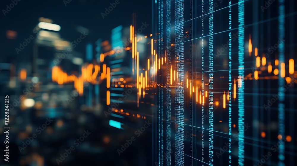 Poster High-Tech Financial Data Visualization in Modern Urban Settings : Generative AI