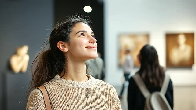 Person In Museum Asking Guide About Exhibit Information