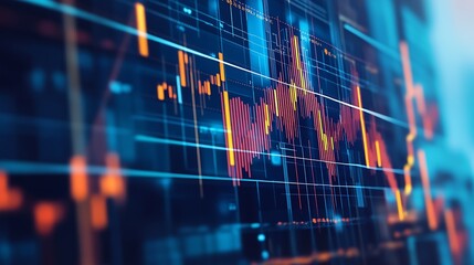 Advanced digital interface with stock market graphs and dynamic data visualization : Generative AI