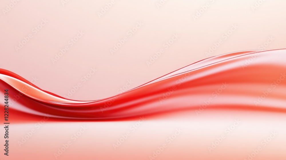 Wall mural Soft red waves blend seamlessly, creating calming atmosphere wit