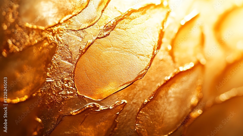 Poster Warm Golden Abstract Texture with Shimmering Layers and Artistic Metallic Finish : Generative AI