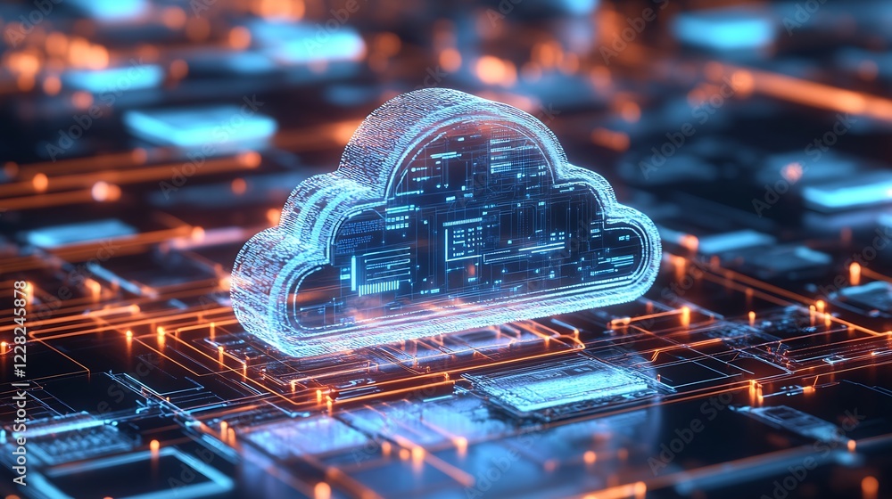 Aufkleber Advanced Cybersecurity Cloud Computing Technology in a Digital Network : Generative AI