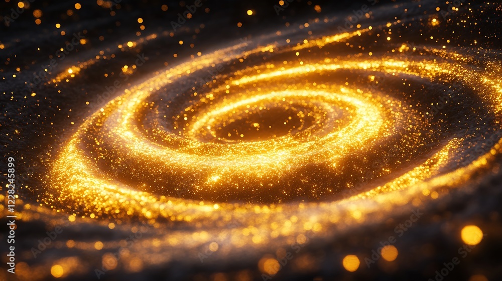 Poster Vortex of Golden Light Particles Creating a Glamorous Cosmic Swirl and Shimmering Glow : Generative AI