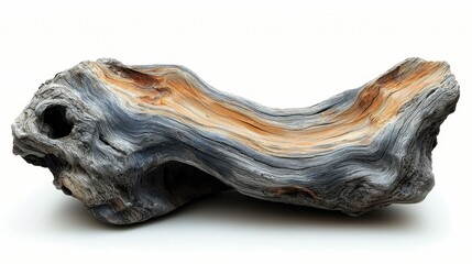 A piece of driftwood showcasing natural textures and colors.