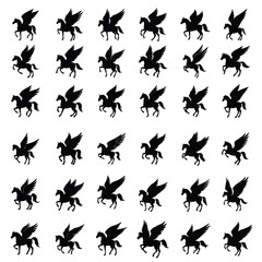 Pegasus horse with wing vector silhouette of Pegasus horse with wing.Horse silhouette