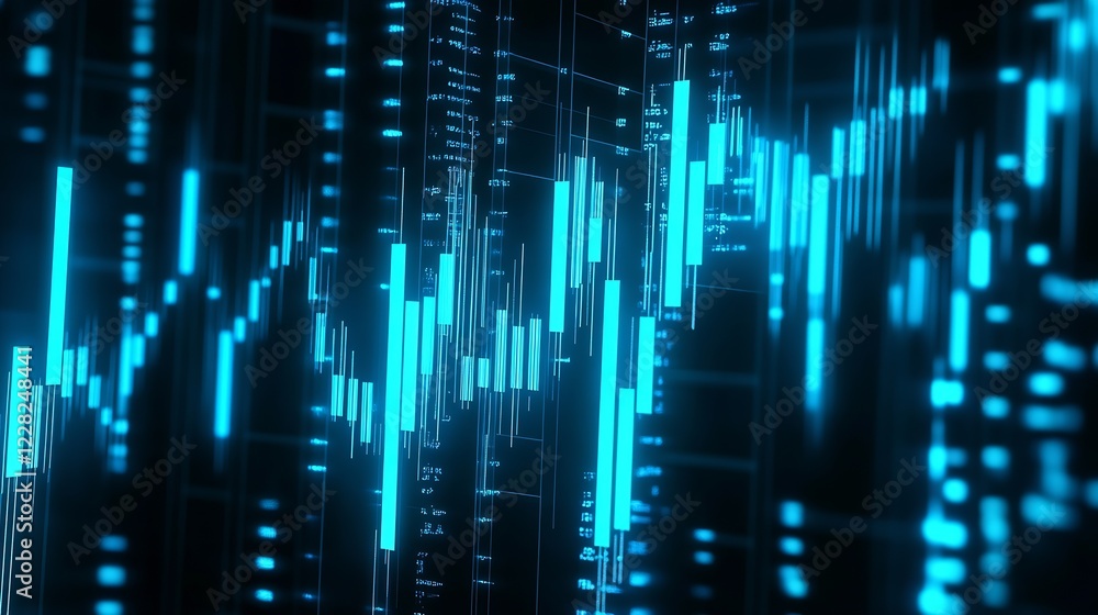 Poster Futuristic Blue Digital Lines Representing Data Flow and Technology Networks : Generative AI