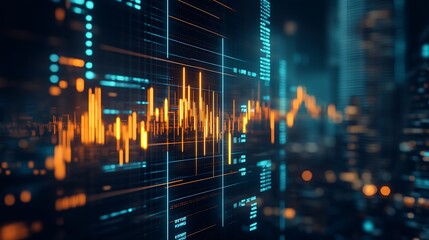 Digital Financial Data Analysis in a Futuristic Cityscape : Generative AI