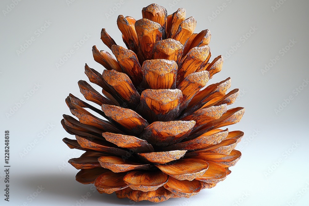 Poster a large pine cone with intricate scales, showcasing natural texture and color.
