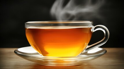 A Glass of Hot Tea Steaming in a Cup
