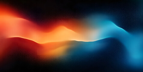 Vibrant rainbow, orange blue teal white psychedelic grainy gradient color flow wave on black background, music cover dance party poster design. Retro Colors from the 1970s 1980s, 70s, 80s, 90s style