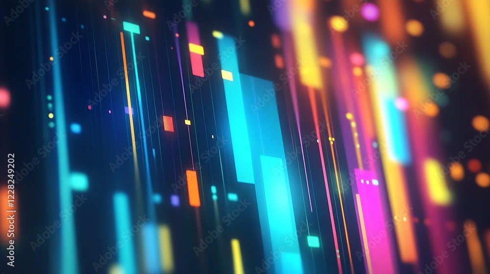 Aufkleber Dynamic Colors and Light Patterns in Abstract Digital Artwork : Generative AI