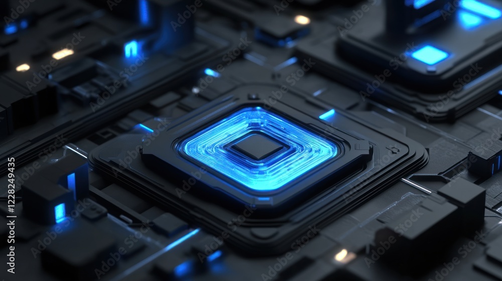 Poster futuristic technology abstract central processing unit