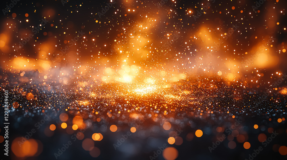 Aufkleber the image is a blurry, orange and blue background with a lot of small, bright dots. the dots are sca