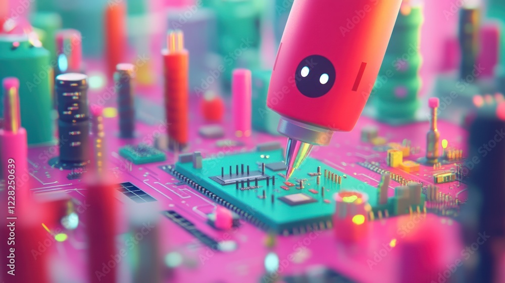 Poster Robotic Arm Assembling Circuit Board Components