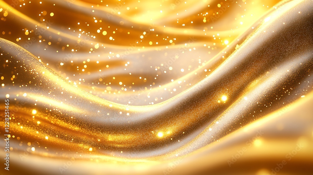 Poster Glistening Golden Fabric with Sparkling Light for Elegant and Stylish Backgrounds : Generative AI