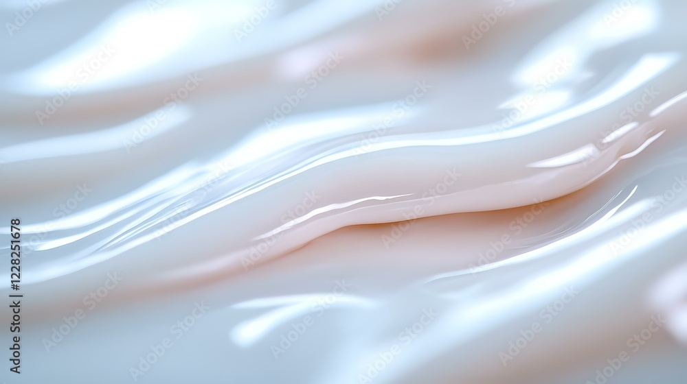 Poster soft flowing waves of white and pink silk fabric create gentle curves and folds in abstract macro co