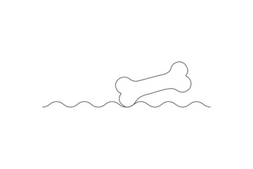 Continuous line drawing of Line art of dog bone