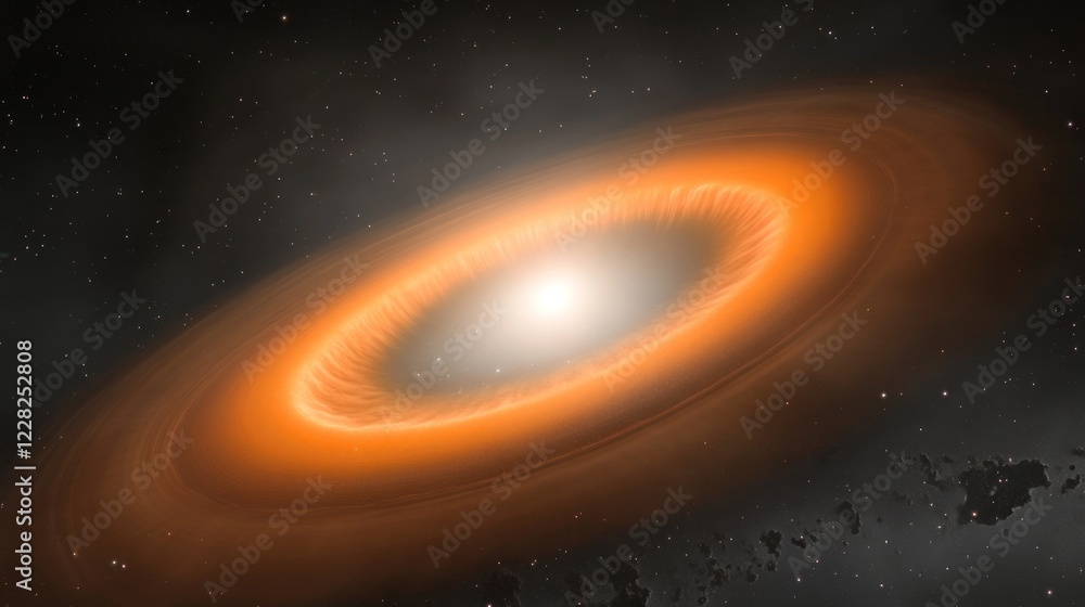 Poster stellar disk encircles bright star in deep space